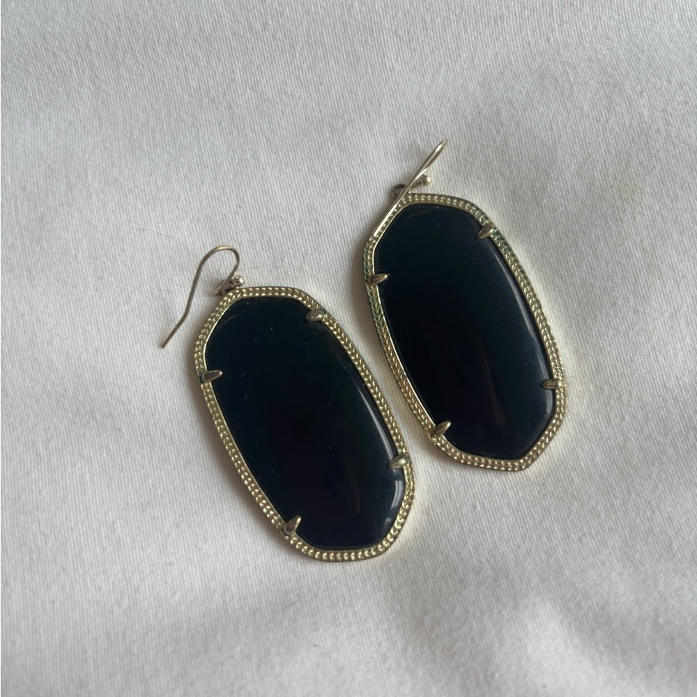 Kendra Scott Black and Gold Geometric Drop Earrings